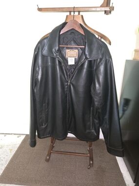 Whispering Smith Men's Faux Leather Jacket Black Size L Quilted Lining Moto Bomb
